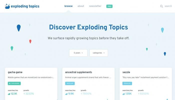 exploding topics tool